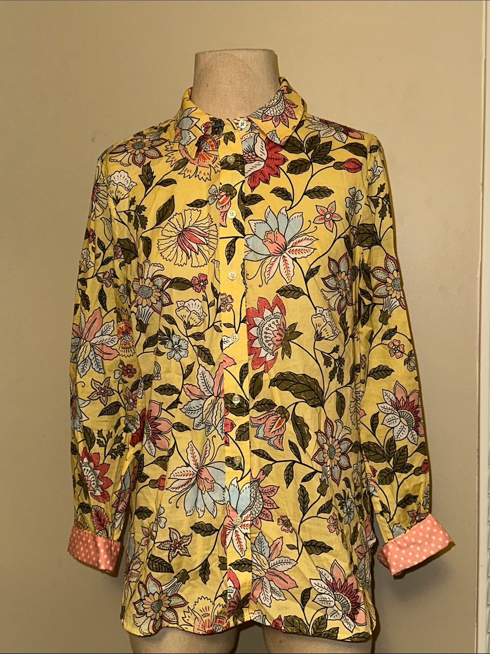 Talbots Yellow Floral Button-Down Blouse